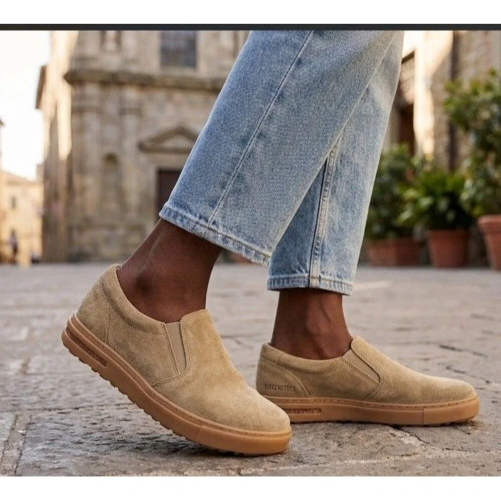 NWOB Birkenstock Callan Taupe Suede Slip On Loafers Sneakers W9 - M7 Comfort